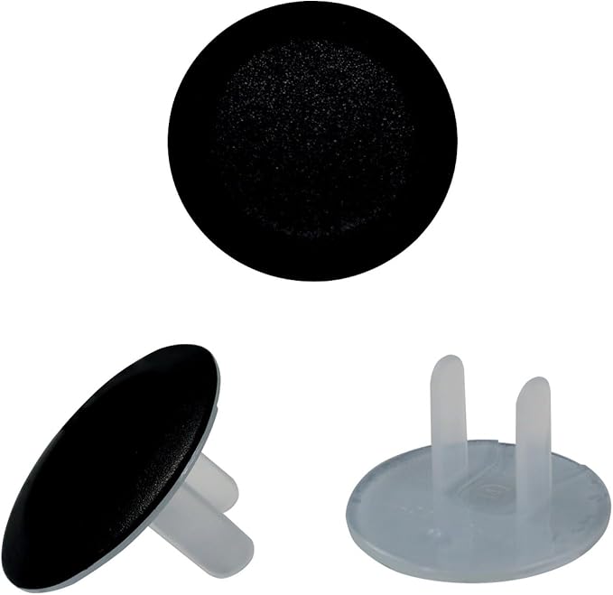 Pure Black 12 Packs Baby Child Proofing Outlet Covers, Safety Electrical Socket Covers, 2-Prong Power Wall Socket Plug Plate, Secure Outlet Protector Caps