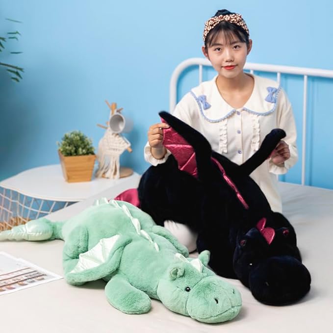Black Weighted Stuffed Animals 10Lbs 35.4", Weighted Dragon Stuffed Animal for Kids and Adults, Heavy Weighted Stuffed Animals for Comfort and Relaxation