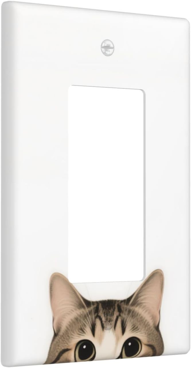 Cat Single Rocker Wall Plate Decorative 1 Gang Light Switch Covers Electrical Switchplate Home Decorate Faceplat for Bathroom Bedroom Kitchen Room 4.5 x 2.76 Inch