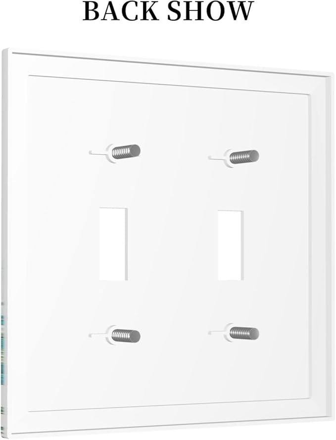 Decorative Switch Plates Blue Green Flowers Light Green Watercolor Patterns 2 Gang Double Toggle Wall Plate Outlet Light Switch Cover Electrical Faceplate for Bedroom Home Decor