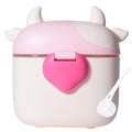 Bebamour Baby Formula Dispenser On The Go, Formula Container to Go, Formula Holder for Travel, Candy Fruit Snack Storage Container with Scoop and Leveller (Light Pink Cow)
