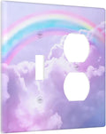 Outlet Covers Rainbow Sky with Clouds 2 Gang Decorative Switch Plates 1 Toggle Duplex Combo Light Switch Cover GFCI Electrical Wall Plates for Bathroom Home Decor