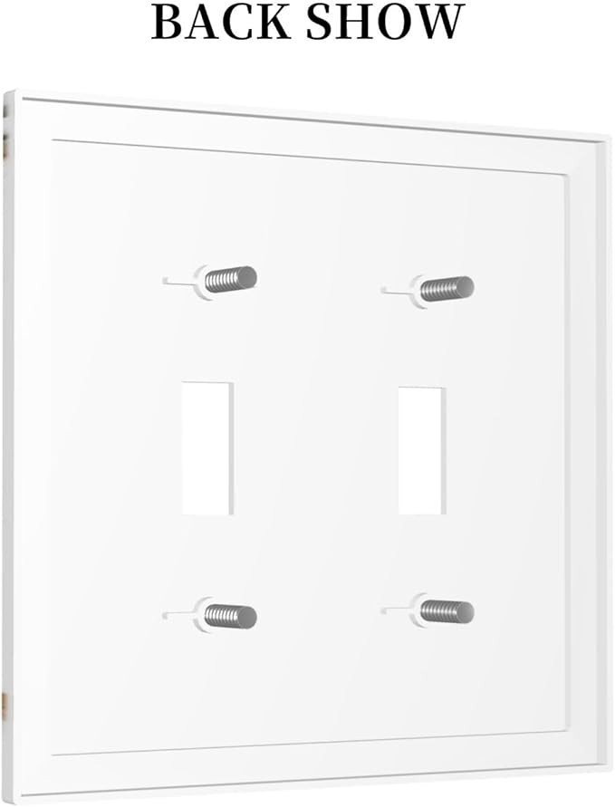 White Gold Marble Modern Abstract Luxury Print Decorative Switch Plates 2 Gang Double Toggle Outlet Light Switch Cover Wall Plate Electrical Faceplate for Bathroom Kitchen Decor