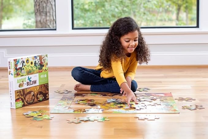 Crocodile Creek Above + Below 48-Piece Jigsaw Floor Puzzle - Fun Floor Puzzles for Kids Ages 4-8 - Backyard Discovery - 27 x 20 inches Finished