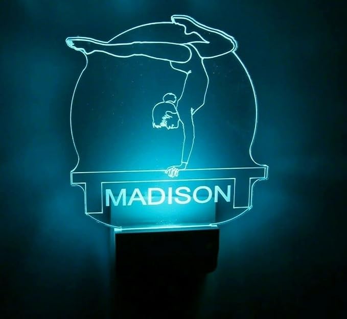 Night Light Multi Color Personalized LED Plug-in, Ultra-Slim Touch Night Light Smart Dusk to Dawn Sensor, Kids Children's Bedroom Kitchen Bathroom Hallway Play Room Variations (Gymnasts Gymnastics)