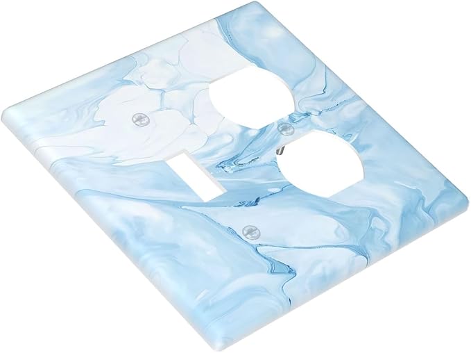 Navy Blue Sea Waves Spilled Ink Marble Simplicity Print Wallplates 1 Toggle 1 Duplex Switch Plate Electrical GFCI Faceplate Decorative Light Switch Covers for Bathroom Living Room Decor
