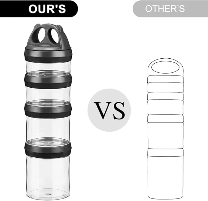 BeneLabel Stackable Food Storage Containers with Twist Lock System - BPA-Free Tritan Containers for Travel, Formula, Protein Powder, Snacks - Leakproof & Dishwasher Safe - 31 oz (Black)