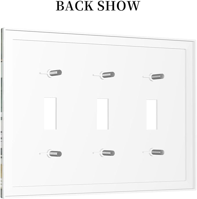 Decorative Switch Plates Boho Tropical Leaves 3 Gang Wall Plate Triple Toggle Light Switch Cover Faceplate Electrical Wall Panels for Bedroom Bathroom Decor