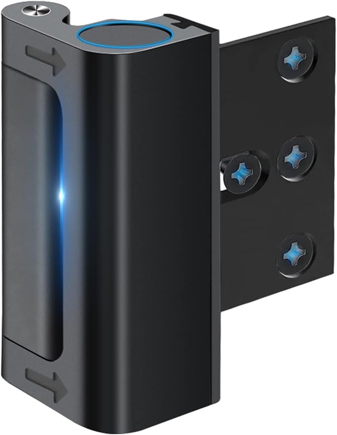 Home Security Door Reinforcement Lock Safety Latch Extra Front Doors Security Devices, Anti Door Kick in Safety Protector for Door Inside, Child Proof Aluminum Locks Black 1Pack