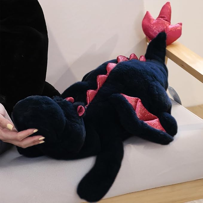 Black Weighted Stuffed Animals 10Lbs 35.4", Weighted Dragon Stuffed Animal for Kids and Adults, Heavy Weighted Stuffed Animals for Comfort and Relaxation