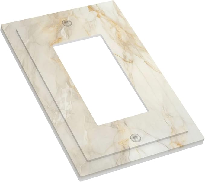 Light Switch Cover Plate Beige Gold Marble Abstraction Morden Art 1 Gang Outlet Covers Single Rocker Decorative Switch plates Electrical Wall Plates GFCI Receptacle for Kitchen Bathroom Decor