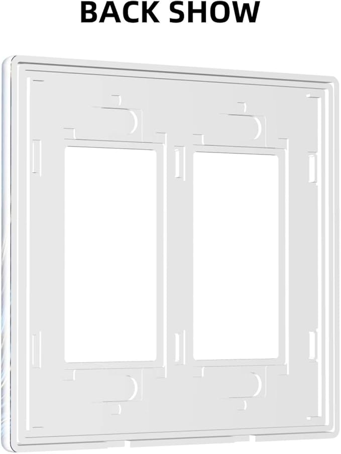 Navy Blue Marble Light Switch Cover 2 Gang Rocker Decorative Double Decor Wall Plate Electrical Switchplate GFCI Faceplate for Boys Men Bathroom Kitchen Home Art Panel Decor Screwless 4.7" x 4.6