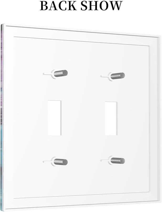 Decorative Switch Plates Purple Blue Swirl Marble Tiles 2 Gang Double Toggle Outlet Light Switch Cover Wall Plate Electrical Faceplate For Bed Room Living Room Decor