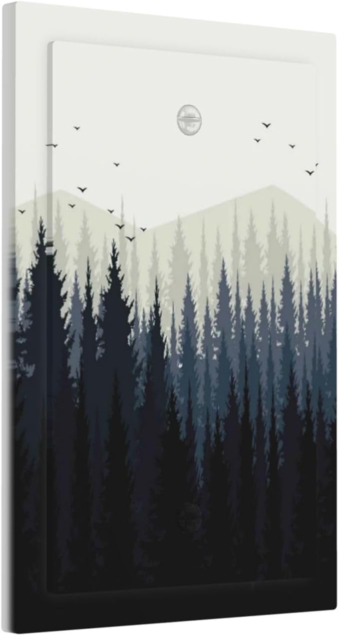 Light Switch Cover Plate Forest Pine Tree Mountains Black Bird 1 Gang No Device Blank Electrical Wall Plates Faceplate Decorative Switch Plate For Bed Room Farmhouse Decor