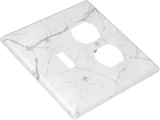 Wallplates White Grey Abstract Modern Marble 1 Toggle 1 Duplex Switch Plate Electrical GFCI Faceplate Decorative Light Switch Covers for Bathroom Kitchen Decor