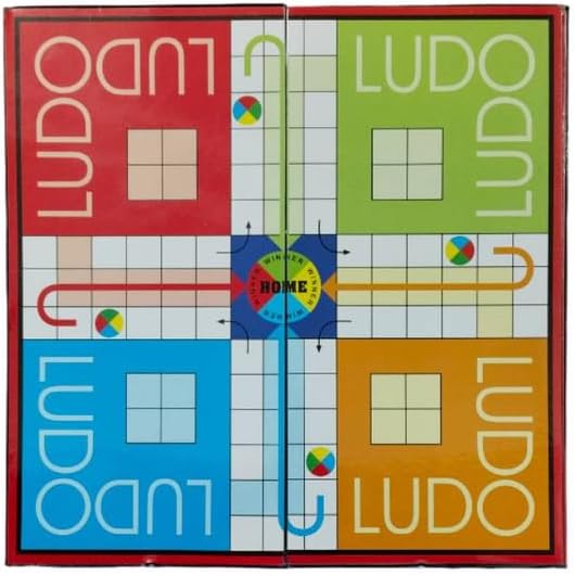 Snakes and Ladders Board Game, Ludo Board Game 2 in 1 Folding Game Set 2-4 Players Famliy Dice Games 14 Inch