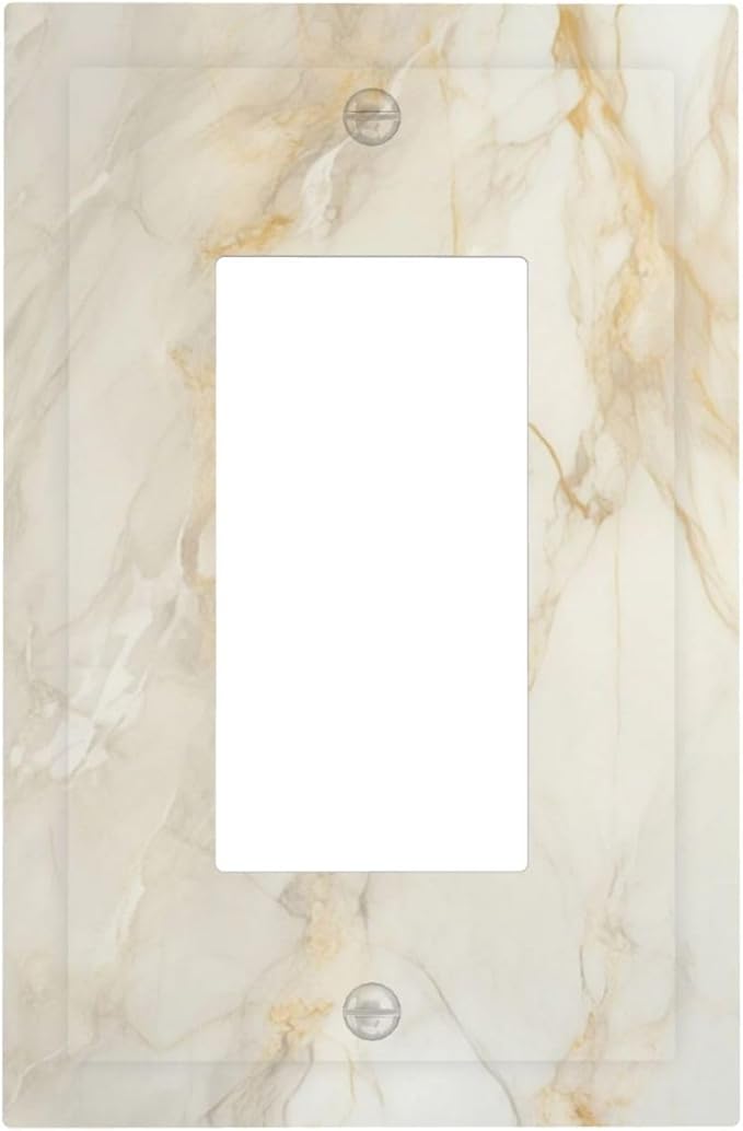 Light Switch Cover Plate Beige Gold Marble Abstraction Morden Art 1 Gang Outlet Covers Single Rocker Decorative Switch plates Electrical Wall Plates GFCI Receptacle for Kitchen Bathroom Decor