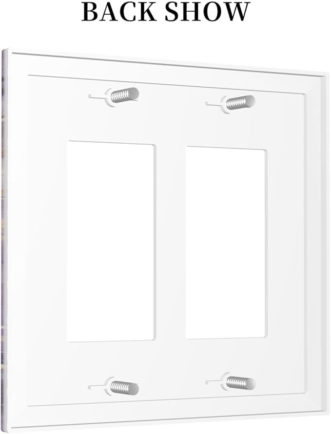 Abstract Purple Gold Marble Texure Luxurious Decorative Outlet Covers 2 Gang Double GFCI Rocker Electrical Wall Panels Light Switch Cover Plate for Bathroom Living Room Decor
