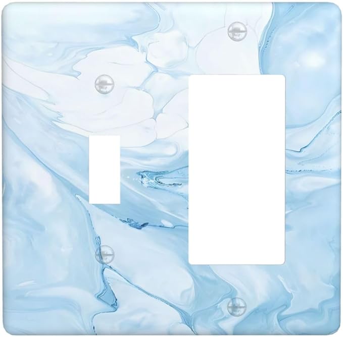 Navy Blue Sea Waves Spilled Ink Marble Simplicity Print Outlet Covers 1 Toggle 1 Rocker Combination Decorative Wall Plate Electrical Switch Plates Light Switch Cover Plate for Bathroom Living Room