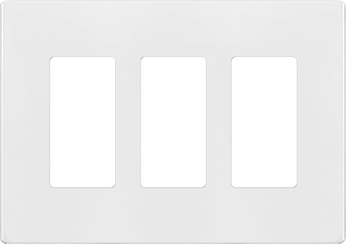 TG Screwless Decorator Wall Plates Child Safe Outlet Covers, Size 3-Gang 4.50" H x 6.30" L, Unbreakable Polycarbonate Thermoplastic, UL Listed, Glossy, White (1 Pack)