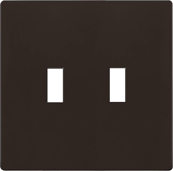 ENERLITES Screwless Double Toggle Switch Wall Plate, Child Safe Dual Light Switch Cover, Standard Size 2-Gang 4.68" x 4.73", Unbreakable Polycarbonate Thermoplastic, UL Listed, SI8812-BR, Glossy Brown