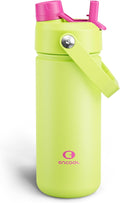 ENCOOL Insulated Water Bottle with Straw Stainless Steel Water Bottle, Leak-Proof, BPA-Free, Double Wall Vacuum Keeps Cold for 24 Hours for Sports, Travel, School (18 oz, Acid Green)