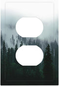 Forest Pine Forest Foggy Mountain Natural Scenery Outlet Covers 1 Gang Duplex Light Switch Cover Decorative Switch Plates Electrical Receptacle Faceplate Wall Plate for Bed Room Living Room Decor