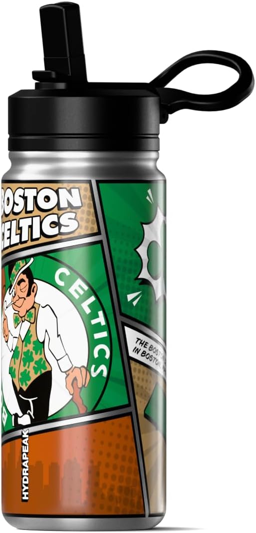 Hydrapeak x NBA Boston Celtics 20 oz Stainless Steel Water Bottle, Officially Licensed Double Wall Insulated Sports Bottle with Straw Lid, Reusable Leakproof Gift for Kids & Adults