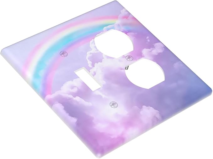 Outlet Covers Rainbow Sky with Clouds 2 Gang Decorative Switch Plates 1 Toggle Duplex Combo Light Switch Cover GFCI Electrical Wall Plates for Bathroom Home Decor