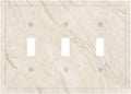 White Taupe Marble Abstract Luxury Decorative Switch Plates 3 Gang Wall Plate Triple Toggle Light Switch Cover Faceplate Electrical Wall Panels for Bathroom Kitchen Home Decor