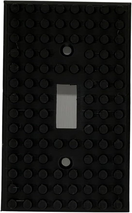 Brick Wall Plate, Single Toggle Light Switch Cover for Kids Bedroom, Game Room, 1-Gang (Black)
