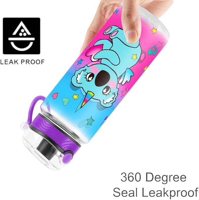 Home Tune Cute Water Bottle for School Kids Girls, BPA FREE Tritan & Leak Proof & Easy Clean & Carry Handle, 23oz/ 680ml (Koala)