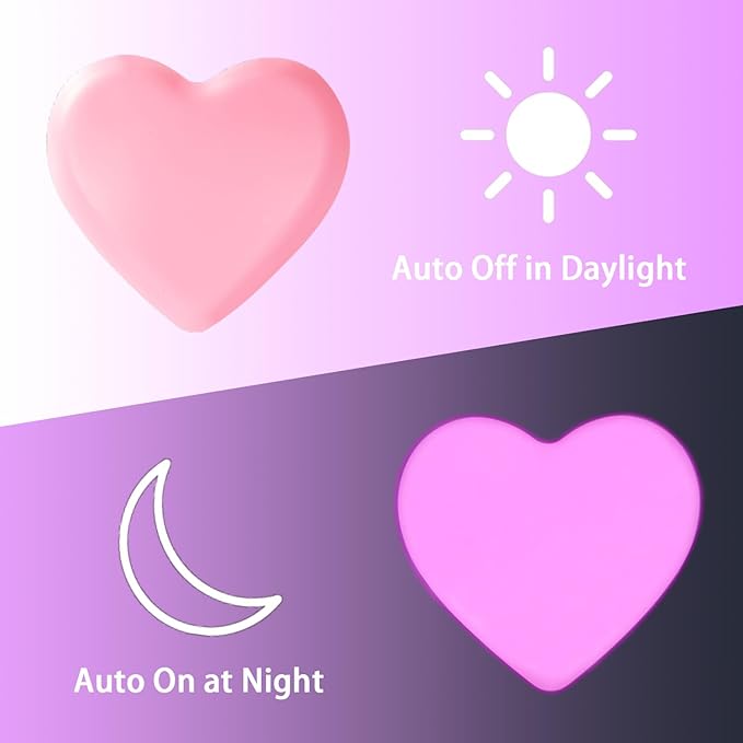INZU Night Lights Plug into Wall, LED Night Light for Kids, Cute Nightlight with Auto Dusk to Dawn Sensor, LED Nightlight with Soft Warm Light for Bedroom, Nursery, Bathroom, Hallway (Pink)