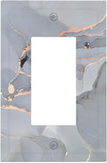 Gray And Gold Marble Abstract Luxury Print Decorative Outlet Covers 1 Gang Single Rocker Light Switch Cover Plate Wall Plates GFCI Faceplate for Bathroom Kitchen Bedroom Decor