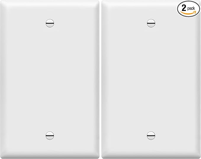 ENERLITES Blank Device Wall Plate, Gloss Finish, Mid-Size 1-Gang 4.88" x 3.11", Unbreakable Polycarbonate Thermoplastic, UL Listed, 8801M-W, White (Pack of 2)