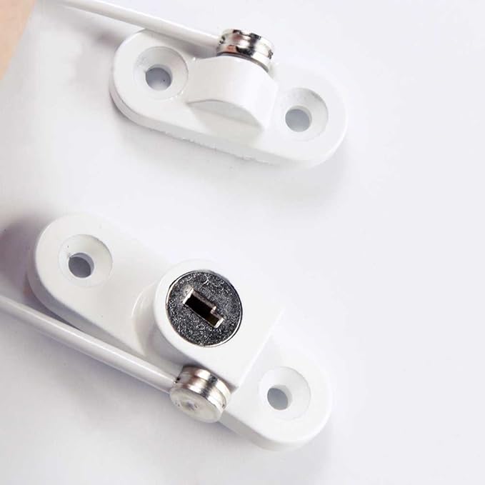 Child Safety Locks Window Door Cable Ventilator Kid Lock Baby Security Locking Keyed Opening Restrictor For Baby Protection Prevent Children Falling Window Lock (2PC White)