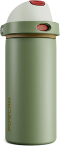 POWCAN 18 oz Insulated Water Bottle for Men: 2-in-1 Push-Button Spout & Quick-Flip Straw, Leakproof, Cold 24Hrs, Fits Car Cup Holder, Stainless Sports Bottle for Travel, Camping, Gift (Hunter Crest)