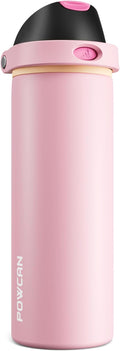 POWCAN 24 oz Insulated Water Bottle for Women: 2-in-1 Push-Button Spout & Quick-Flip Straw, Leakproof, Cold 24Hrs, Fits Car Cup Holder, Stainless Steel Cup for Sports, Camping, Gift (Polka Whimsy)