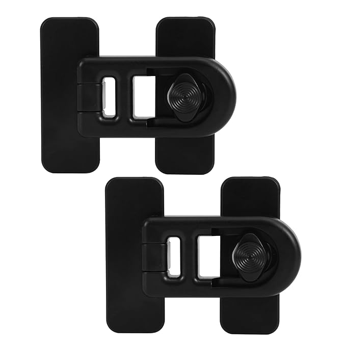 2pcs Child Safety Refrigerator Lock with Adhesive Pads, Childproof Fridge Lock for Kids Baby Cabinet Locks for Oven RV Doors Drawers (Black)