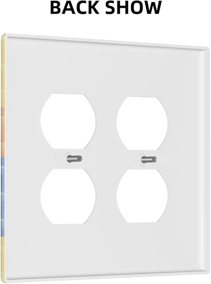 Building Blocks Theme Colored Bricks Print Outlet Covers 2 Gang Double Duplex Decorative Light Switch Covers Electrical Wallplates Socket Faceplate for Room Office Home Decor