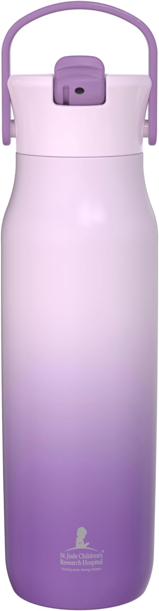 Zak Designs Harmony Water Bottle Benefiting St. Jude, For Travel or At Home, 32oz Stainless Steel is Leak-Proof When Closed and Vacuum Insulated with Straw Lid and Carry Handle (Purple Ombre)