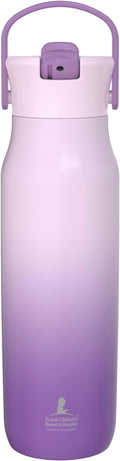 Zak Designs Harmony Water Bottle Benefiting St. Jude, For Travel or At Home, 32oz Stainless Steel is Leak-Proof When Closed and Vacuum Insulated with Straw Lid and Carry Handle (Purple Ombre)
