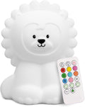 Lumipets Remote Control Silicone Night Light for Kids - Lion Design with 9 Soft Colors & Sleep Timer - Rechargeable, Battery-Operated Lamp for Bedroom | Baby Nursery, Toddler, Girls, Boys