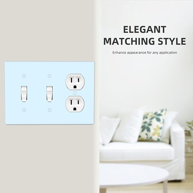 Aqua/Teal 3 Gang 2 Toggle 1 Duplex Combination Light Switch Plate Decorative Triple Toggle Wall Plate Cover Electrical Faceplate Switch Face Plate
