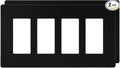 TG Screwless Decorator Wall Plates Child Safe Outlet Covers, Size 4-Gang 4.50" H x 8.10" L, Unbreakable Polycarbonate Thermoplastic, UL Listed, Glossy, Black (2 Pack)