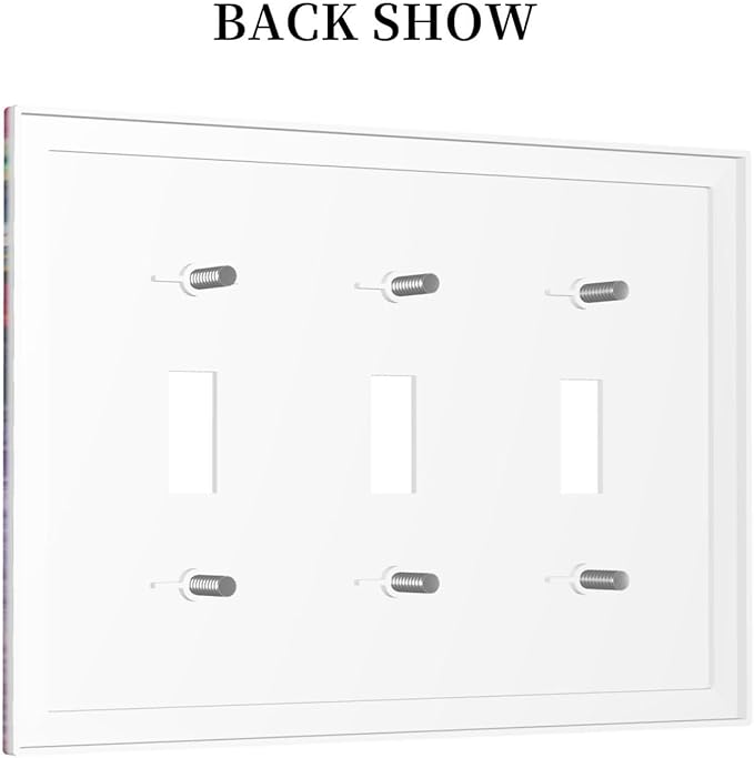 Colorful Floral Watercolor Flower 3 Gang Light Switch Plate Decorative Purple Triple Toggle Wall Plate Cover Electrical Faceplate Switchcover for Farmhouse Bathroom Home Bedroom Art Panel Decor