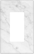 Faux White Marble Printed Single Gang Rocker Light Switch Cover Plates Decorative Outlet Covers, 1 Gang Rocker Wall Plate