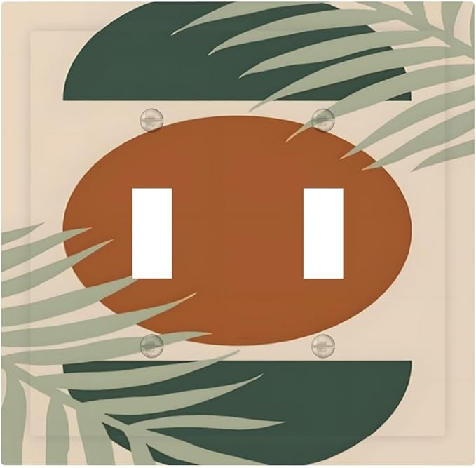 Outlet Covers Vintage Boho Sun Leaf 1 Gang Duplex Light Switch Cover Plate Decorative Wall Plates Electrical Switchplate Receptacle for Bathroom Bedroom Decor（2 Pack）
