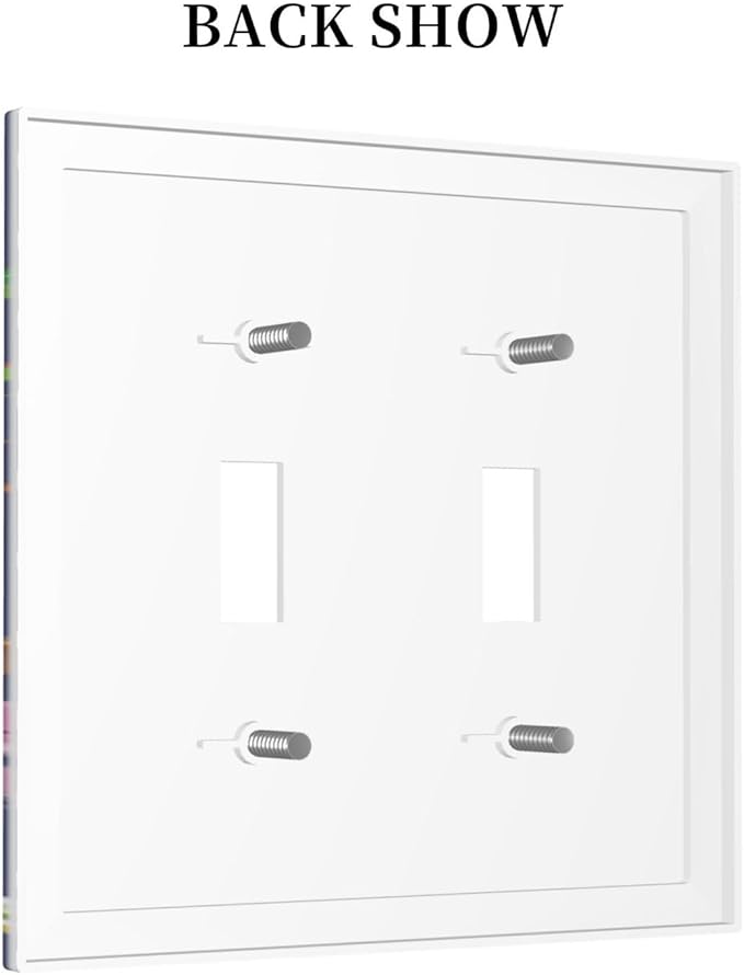 Cartoon Funny Cool Blue/Green Dinosaur Double Toggle Wall Plate Ocean Dolphin Safari Animal Boys Kids Whale Dolphin Decorative 2-Gang Light Switch Cover Electrical Receptacle Outlet Face Plate Cover