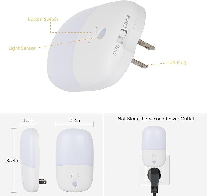 echosari 670nm Red Light Night Light for Sleep, 2 Pack Red Night Lights with Dusk to Dawn Sensor, LED Night Light Plug into Wall for Baby Nursery Kids Adults Bathroom Bedroom
